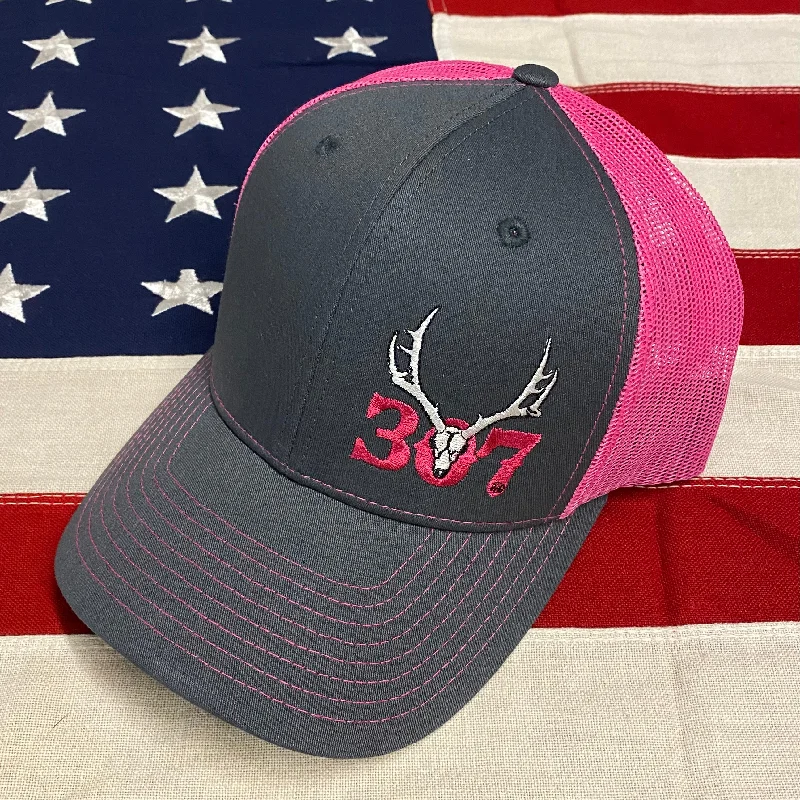 Grey Front/Pink Mesh 307 Deer Skull Snapback