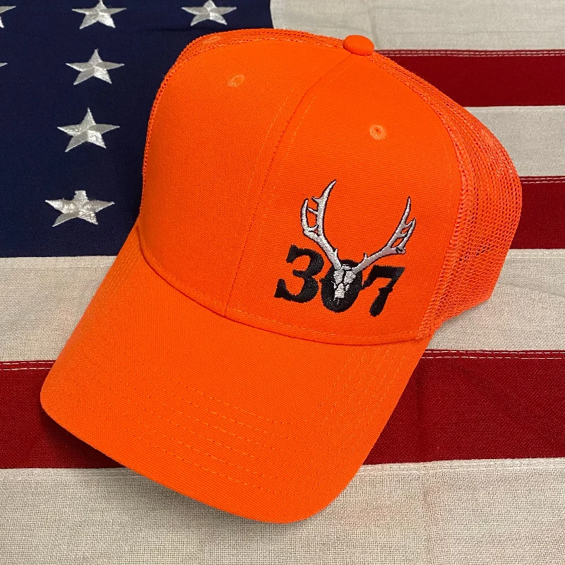 Hunter Orange Deer Skull Mesh Snapback