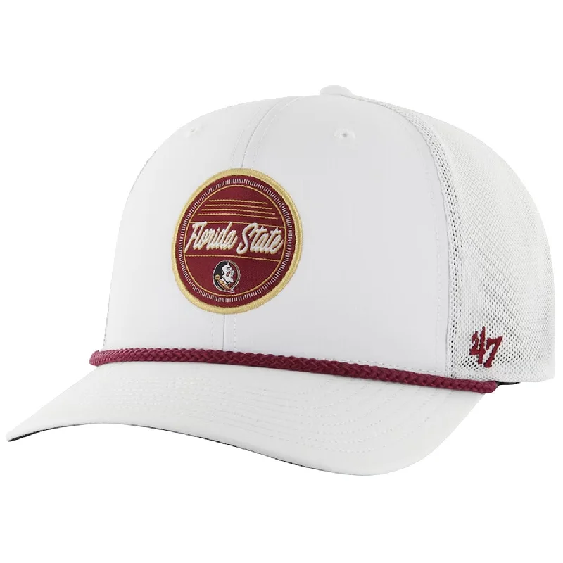 47 Brand Florida State Seminole Logo Woven Patch Adjustable Trucker Cap - White