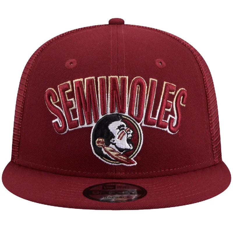 New Era Seminoles/Seminole Logo 9Fifty Adjustable Flatbill Snapback Trucker Cap - Garnet