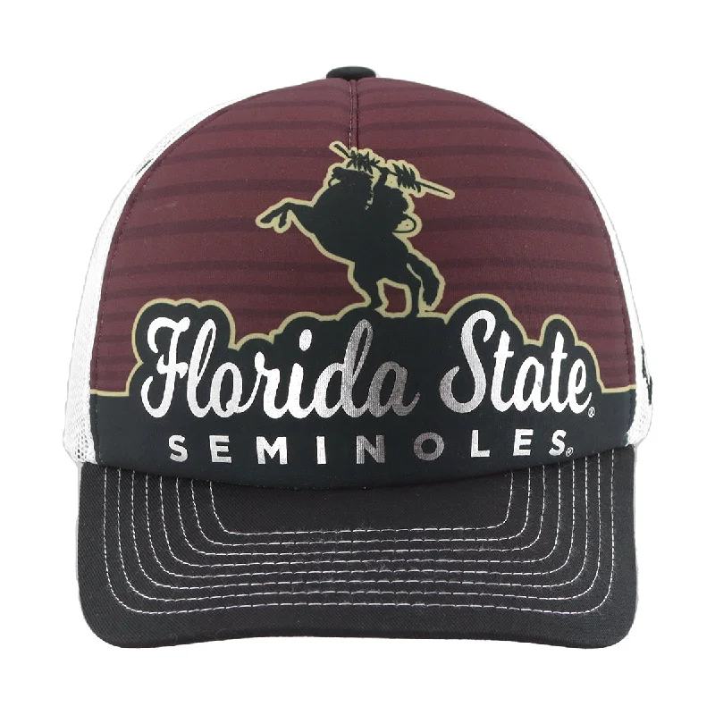 Zephyr Unconquered Silhouette/Florida State Seminoles Adjustable Foam Trucker Cap - Black/White