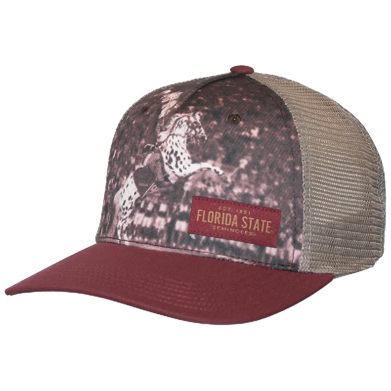 Legacy Renegade/Osceola Sublimated Design Adjustable 5 Panel Cap - Garnet/Khaki