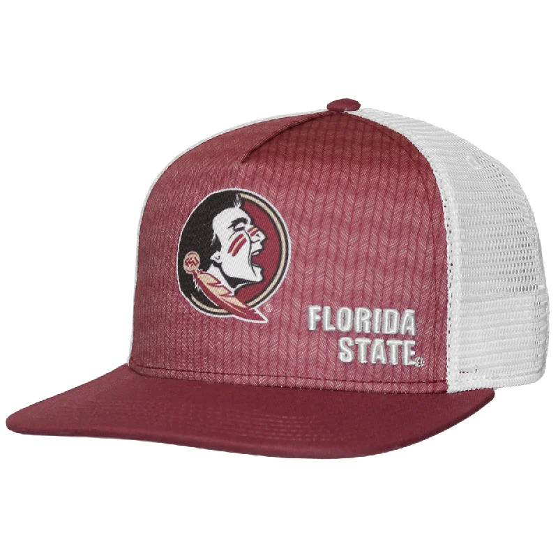 Legacy Seminole Logo/Florida State Adjustable High Crown Flat Bill Cap - Garnet/White