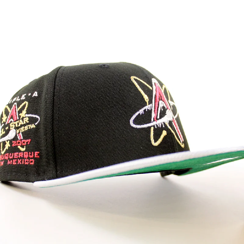 ALBUQUERQUE ISOTOPES Triple A Baseball New Era 59Fifty Fitted Hat (Drip Black Silver Green Under Brim)