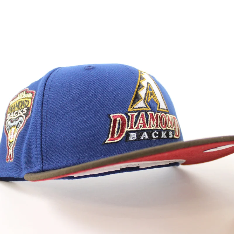 Arizona Diamondbacks 1998 Inaugural Season New Era 59Fifty Fitted Hat (Glow in the Dark SongBird Blue Walnut Pinot Red Under Brim)