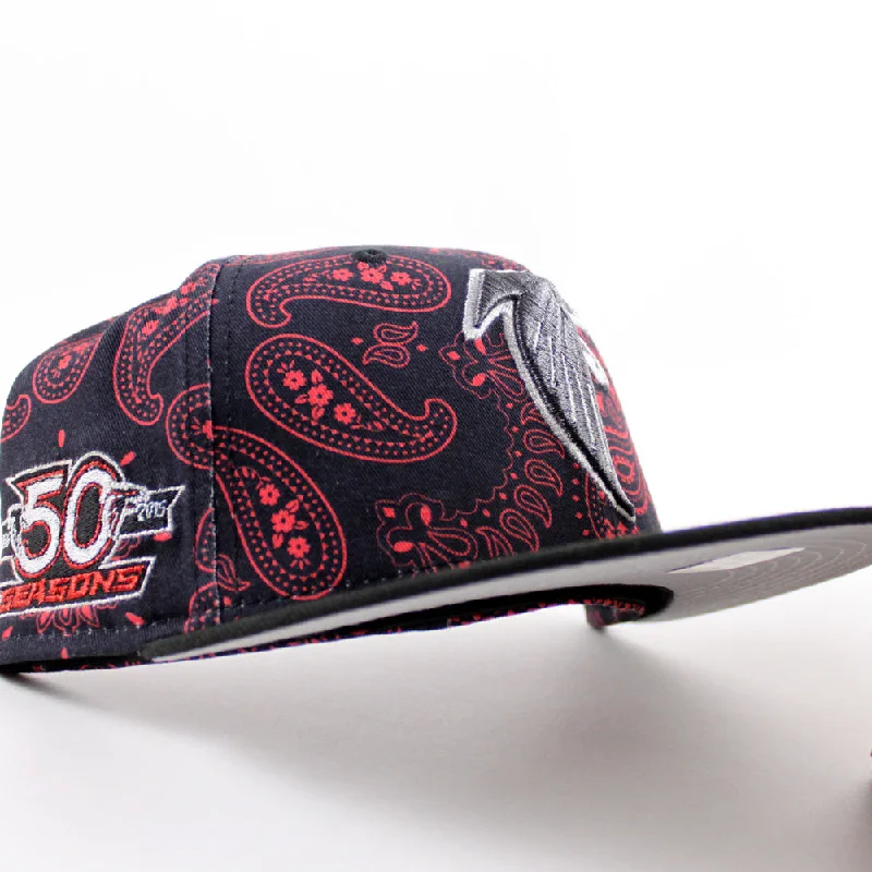 Atlanta Falcons 50th Anniversary New Era 59Fifty Fitted Hat (Red Paisley Black Gray Under Brim) 