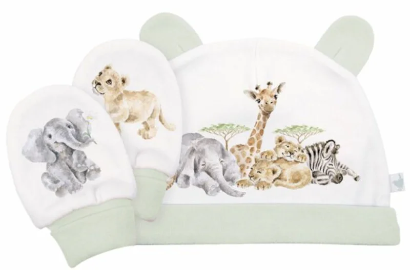 Baby Hat & Mitten Gift Set - Zoo Animals - LTW-HM003