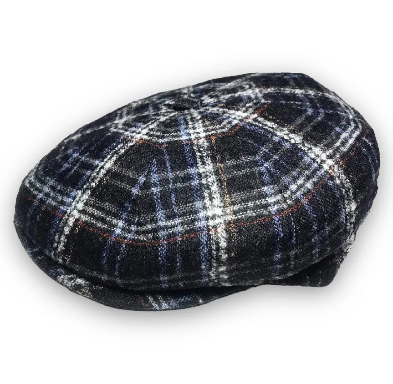 the BEPPE BLACK PLAID NEWSBOY CAP