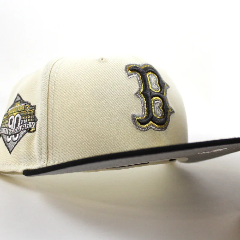 Boston Redsox 90th Anniversary New Era 59Fifty Fitted Hat (Chrome White Black Gray Under Brim)