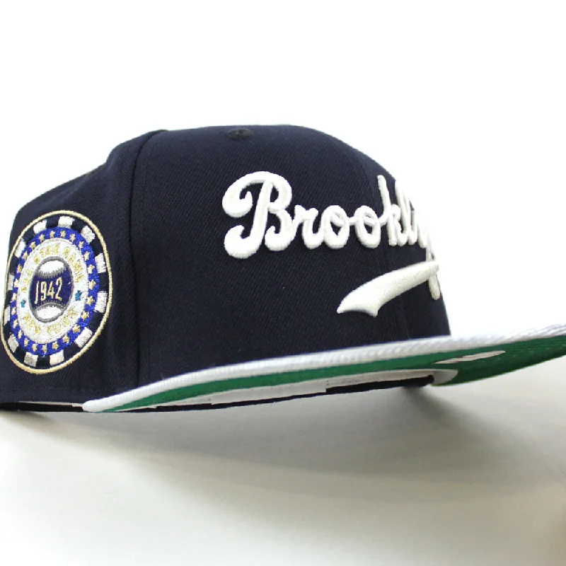 Brooklyn Dodgers 1942 All Star Game 59Fifty New Era Fitted Hat (Navy Blue Gray Metallic Green Under Brim)