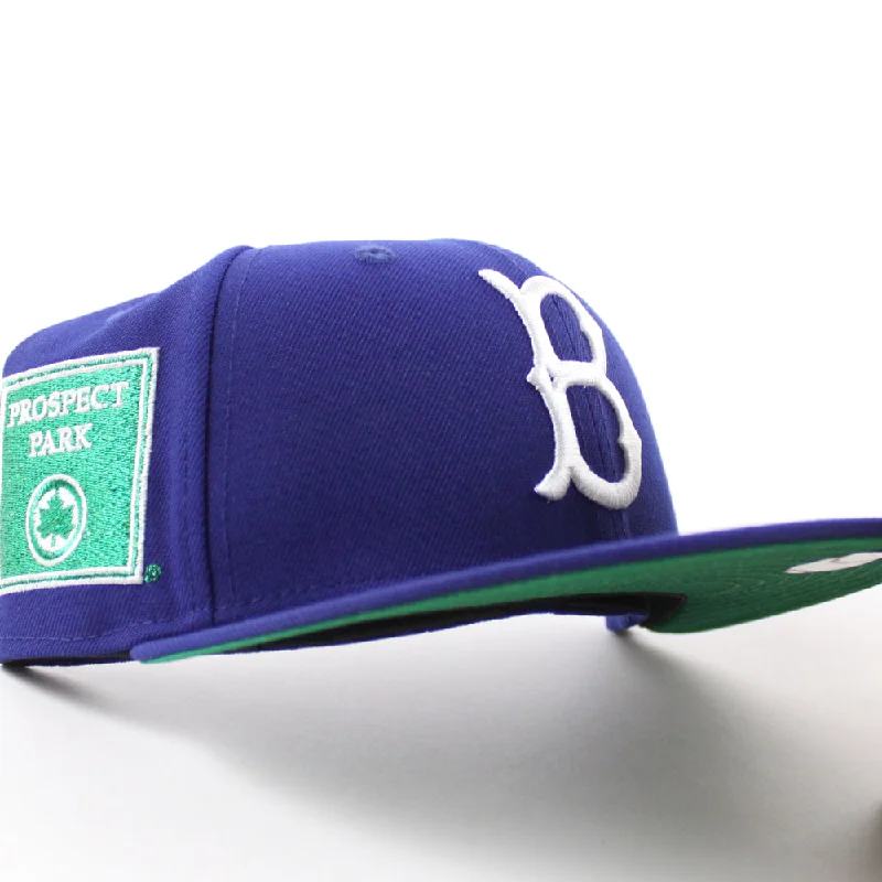 BROOKLYN DODGERS Prospect Park (Brooklyn) New Era 59Fifty Fitted Hat (Royal Blue GREEN Under Brim)