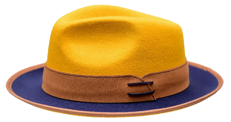 Bruno Capleo OU-855 The Outcast Fedora Mustard/NAVY/Cognac