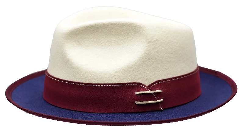 Bruno Capleo OU-856  The Outcast Fedora Bone/Maroon/Navy