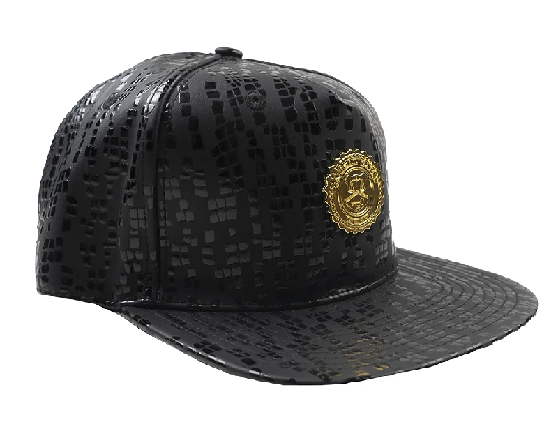 CAPITAL GAINS PATTERN STRAPBACK HAT BLACK - CG019