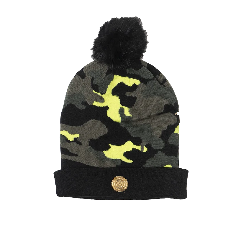 CAPITAL GAINS POM BEANIE OLIVE CAMO - CG013