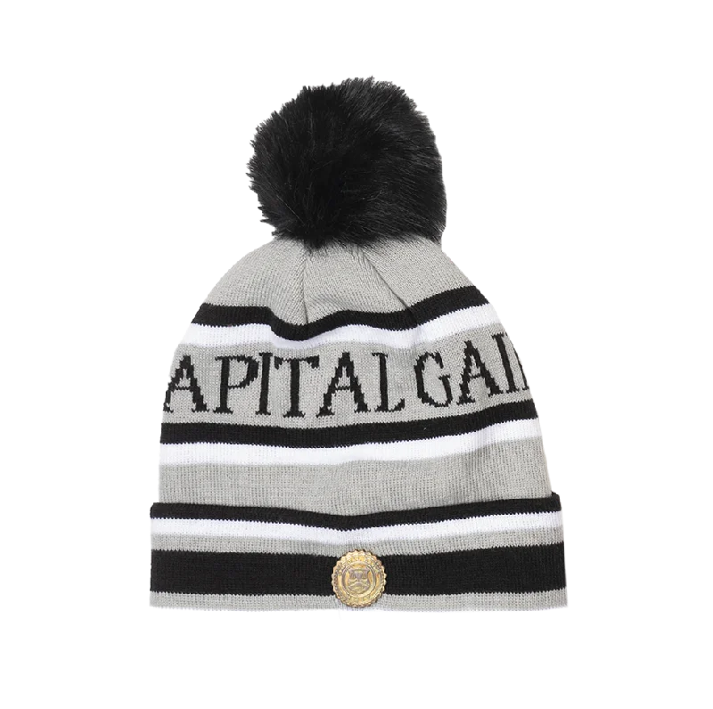 CAPITAL GAINS SCRIPT POM BEANIE BLK/GRY/WHT - CG038