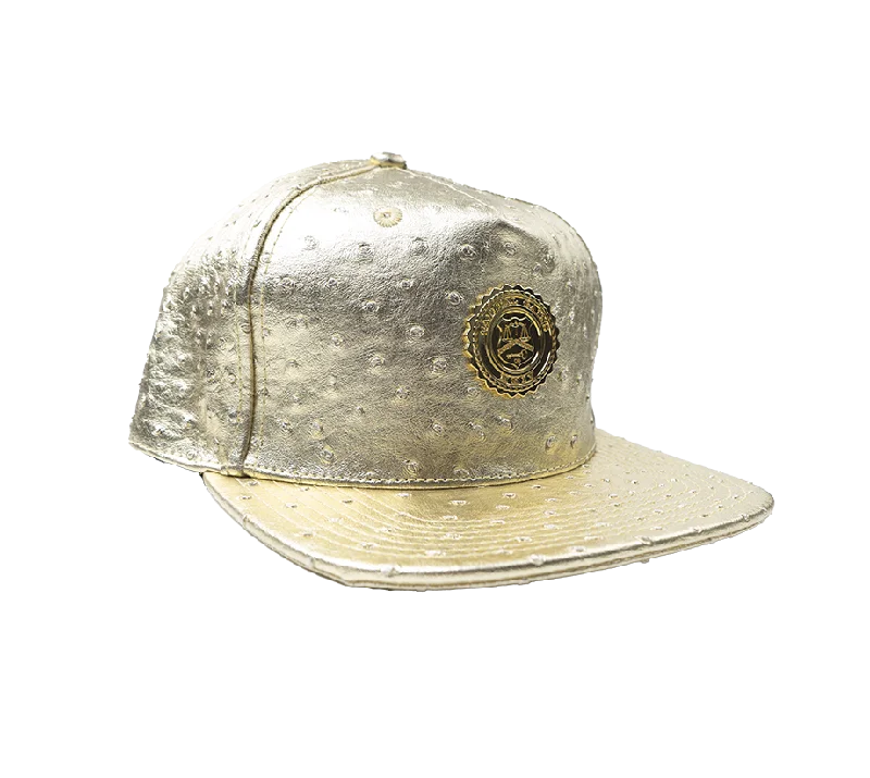 CAPITAL GAINS SHINY LEATHER STRAPBACK HAT GOLD - CG034