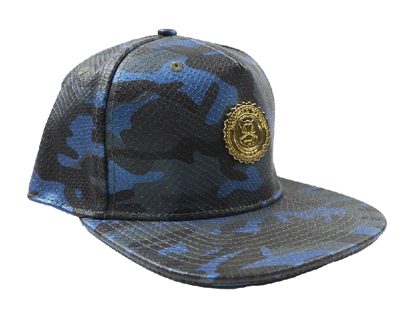 CAPITAL GAINS SNAKE EMBOSS STRAPBACK HAT BLUE CAMO - CG045