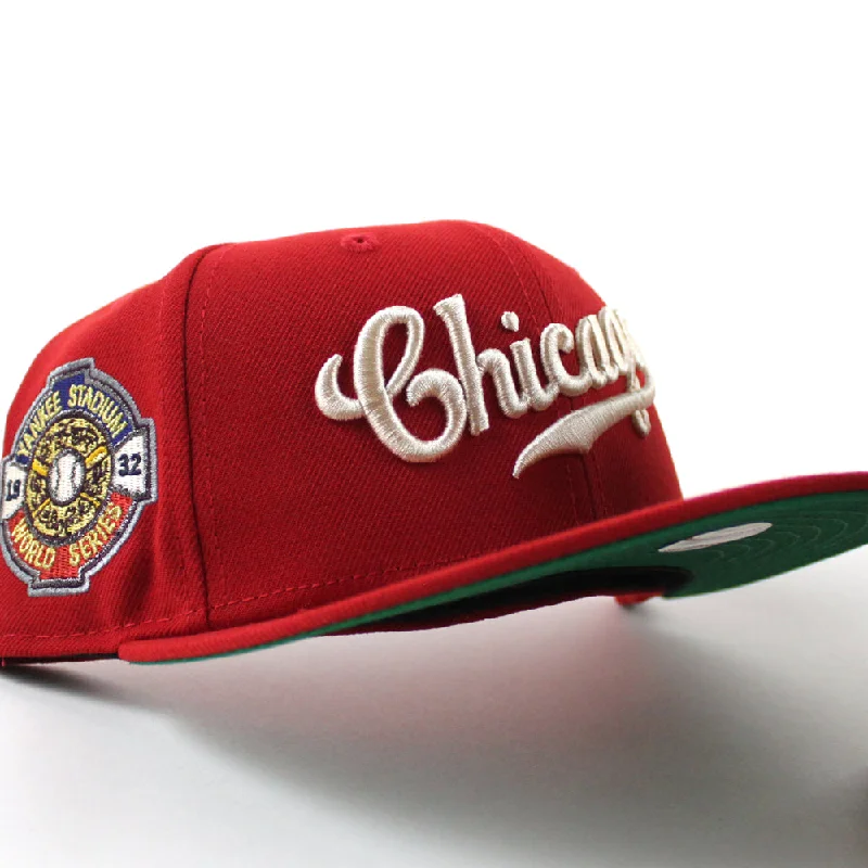 Chicago Cubs 1932 World Series New Era 59Fifty Fitted Hat (Scarlet Red Green Under Brim)