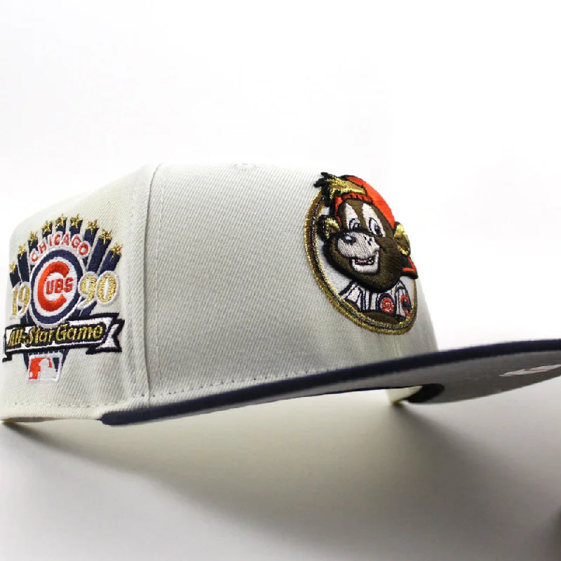 Clark The Cub Chicago Cubs 1990 All Star Game New Era 59Fifty Fitted Hat (Chrome White Navy Gray Under Brim)