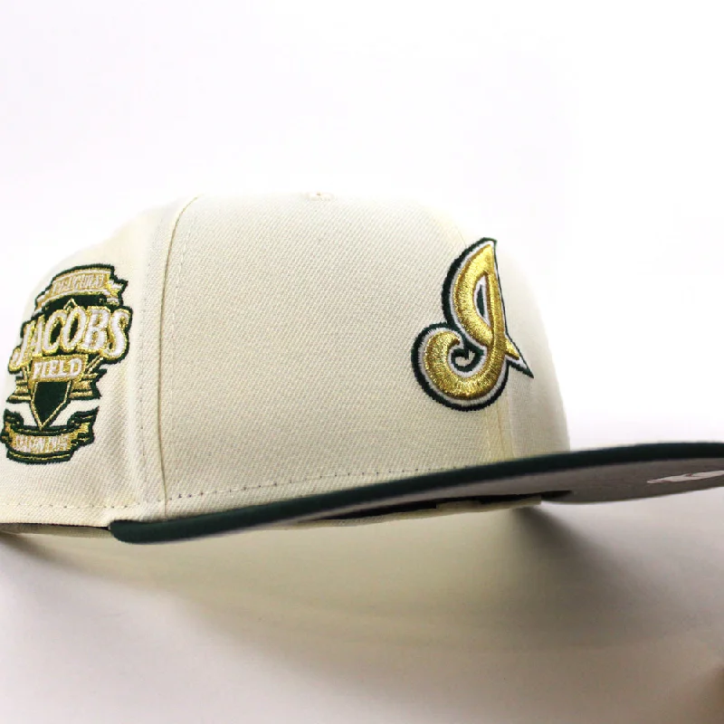 Cleveland Indians Jacobs Field New Era 59Fifty Fitted Hat (Chrome White, Cilantro Green Gray Under Brim)