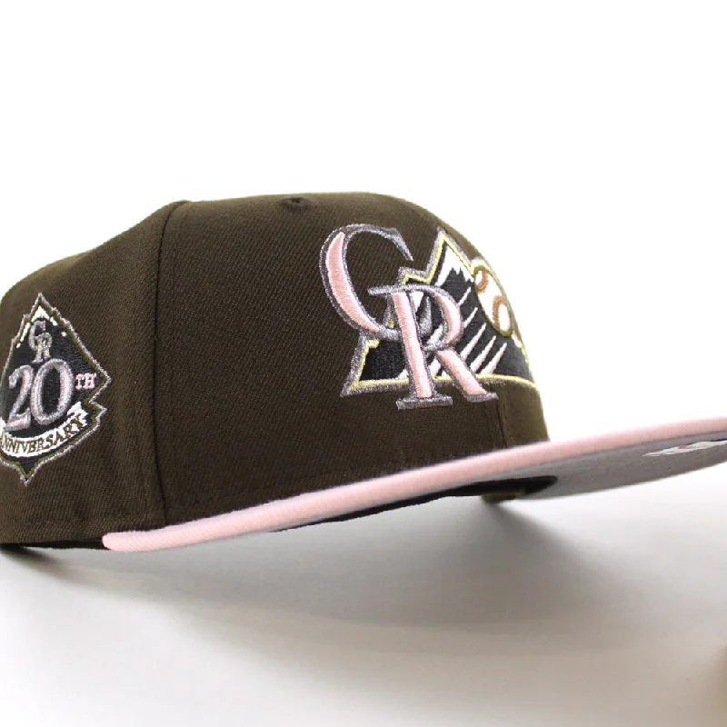 Colorado Rockies 20th Anniversary New Era 59Fifty Fitted Hat (Walnut Rouge Pink Gray Under Brim)