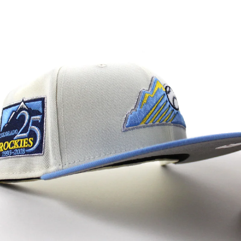 Colorado Rockies 25th Anniversary New Era 59Fifty Fitted Hat (Chrome White Light Blue Gray Under Brim)