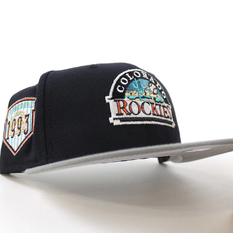 Colorado Rockies EST 1993 New Era 59Fifty Fitted Hat (Glow in the Dark Navy Misty Gray Under Brim)