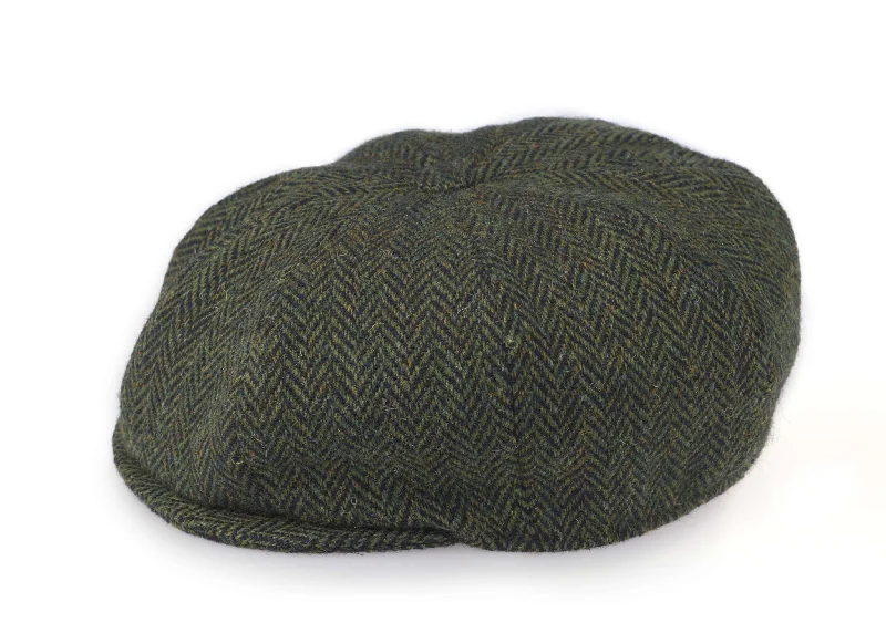 Harris Scottish Tweed - Green & Black Herringbone