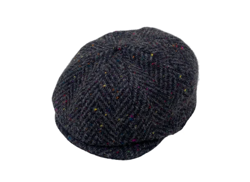 Donegal Tweed - Grey & Black Herringbone with Bright Multicolour Flecks Limited Edition