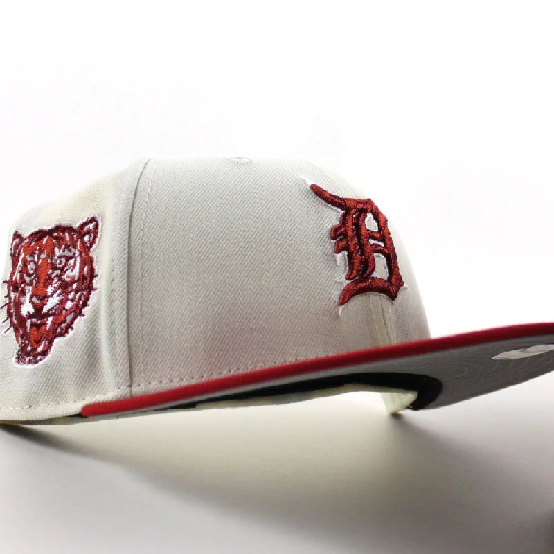 Detroit Tigers Tiger Patch New Era 59Fifty Fitted Hat (Chrome White Scarlet Red Gray Under Brim)