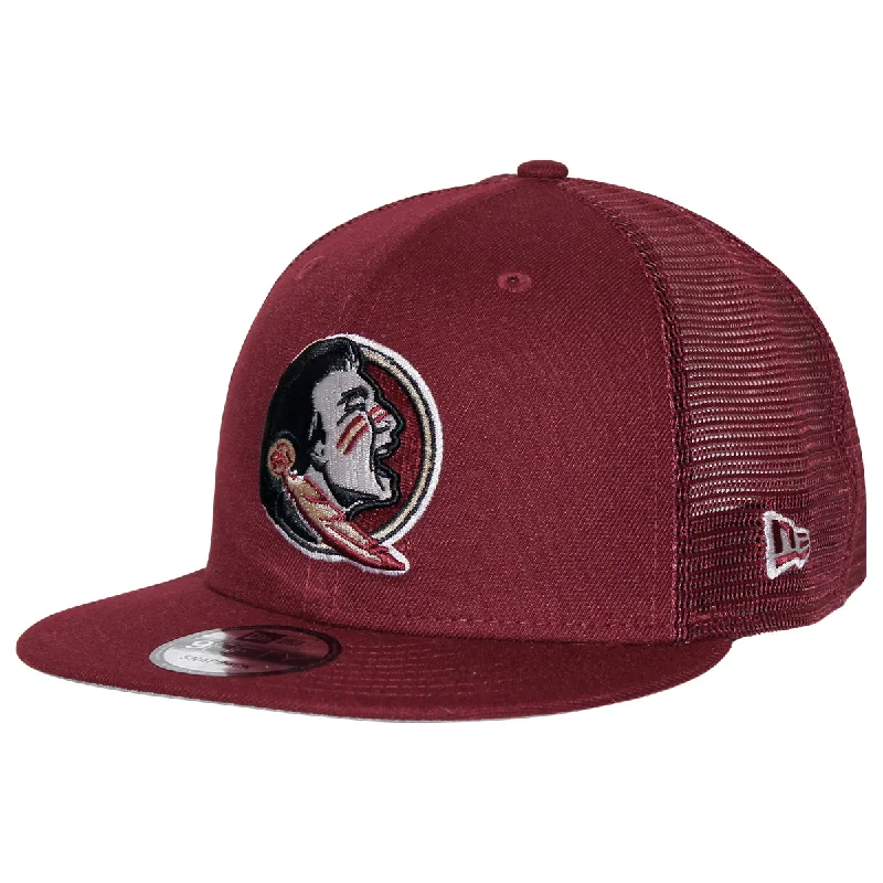 New Era Seminole Logo 9Fifty Flat Bill Snap Back Trucker - Garnet