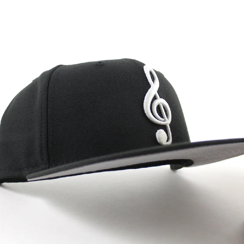 G Clef Music Note New Era Fitted Hat (Black Gray Under Brim)