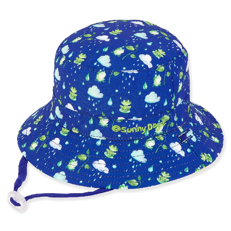 Hat - Blue Frogs-Cotton Poly Bucket- Children -Hk494