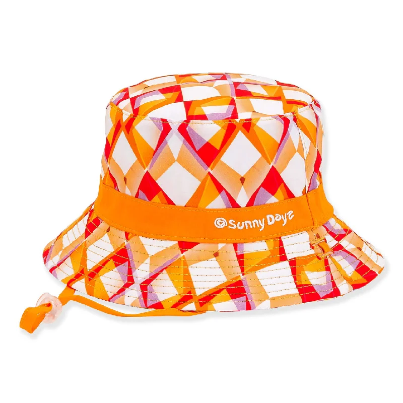 Hat - Reversible-Orange Floral-Poly Cotton Bucket- Children -Hk375