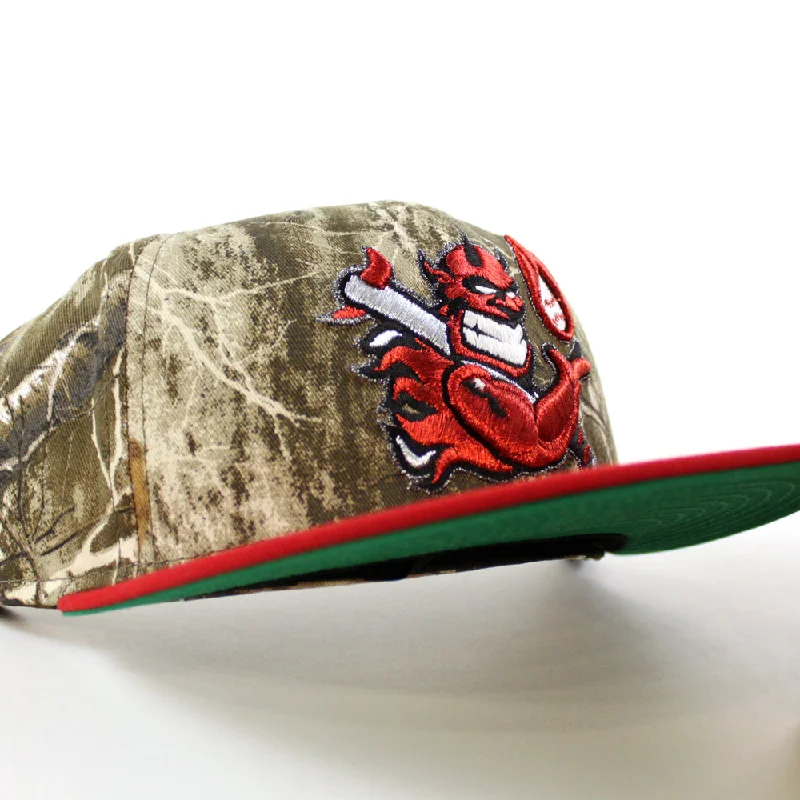 Hellrazors New Era 59Fifty Fitted Hat (Real Tree Camo Scarlet Red Green Under Brim)