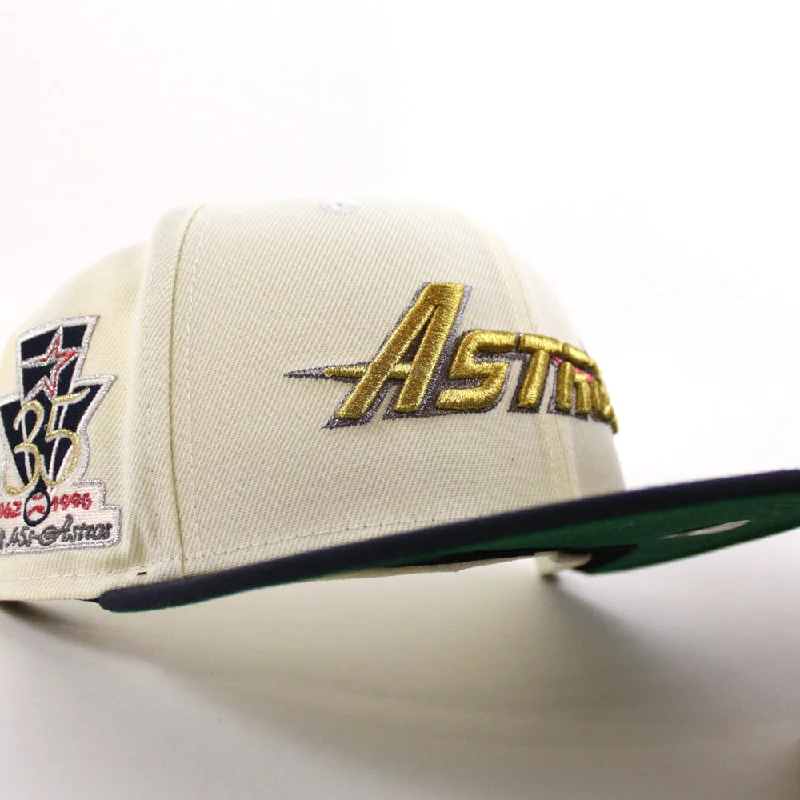 Houston Astros 35 Years New Era 59Fifty Fitted Hat (Chrome White Navy Green Under Brim)