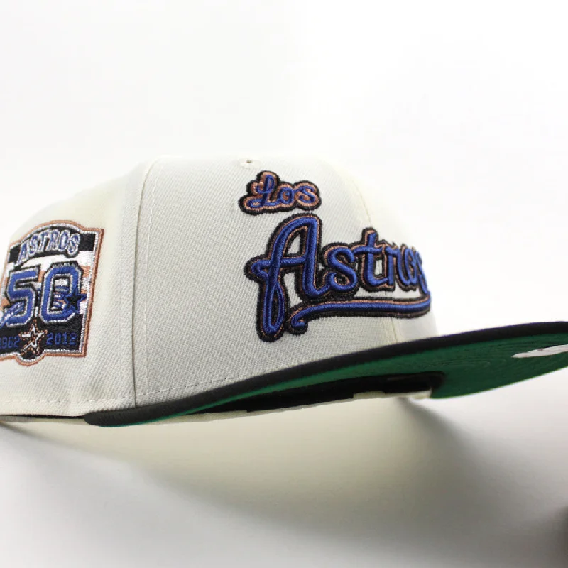 Los Astros 50 Years New Era 59Fifty Fitted Hat (Chrome White Black Green Under Brim)