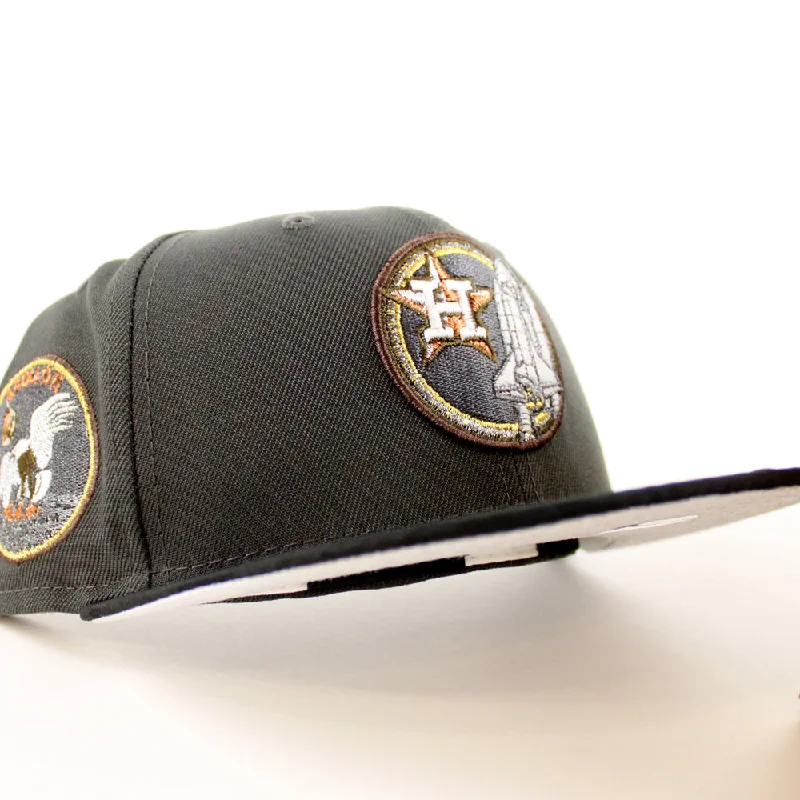 Houston Astros Apollo 11 New Era 59Fifty Fitted Hat (Pewter JAQUARD TONAL CAMO BLACK Metallic Silver Under Brim)