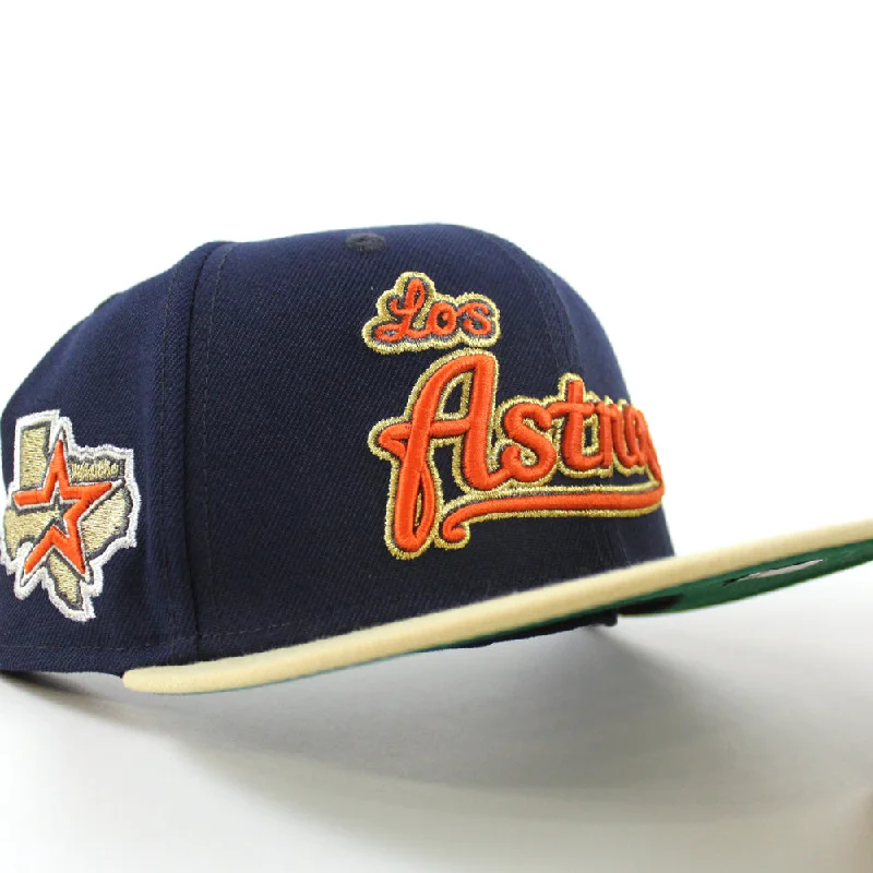 Houston Astros Astros patch New Era 59Fifty Fitted Hat (Oceanside Blue Vegas Gold Green Under Brim)