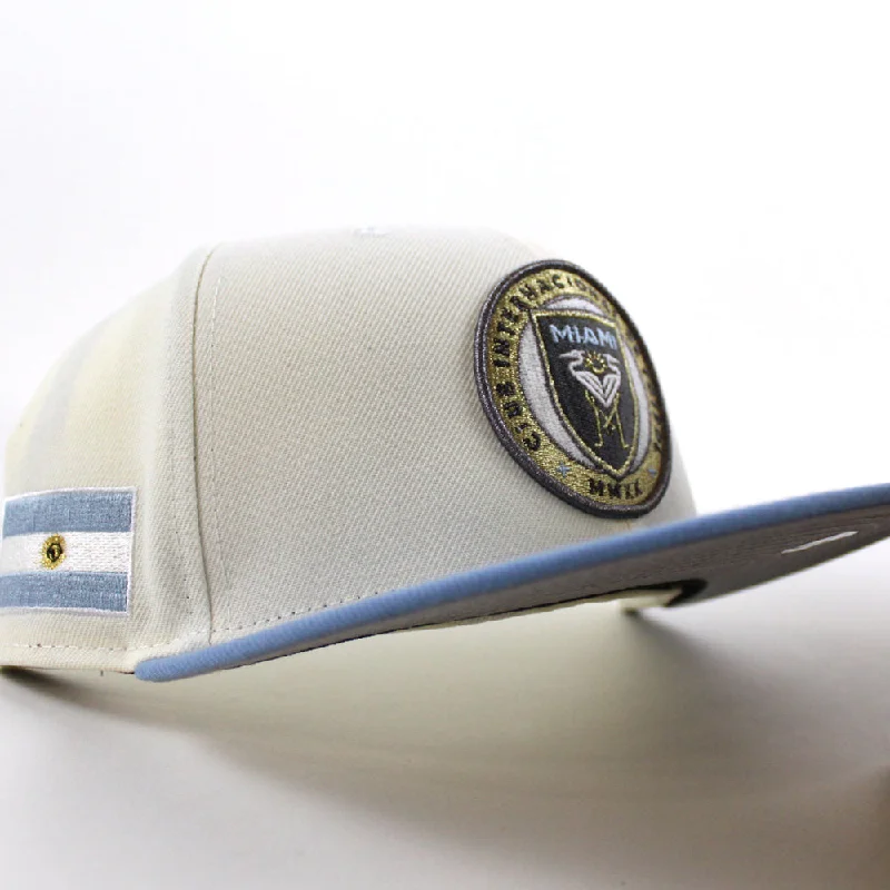 Inter Miami CF Argentina Flag New Era 59Fifty Fitted Hat (Chrome White Sky Blue Gray Under Brim)