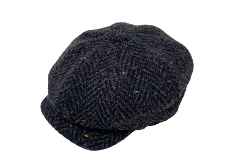 Donegal Tweed - Grey & Black Herringbone with Bright Multicolour Flecks Limited Edition