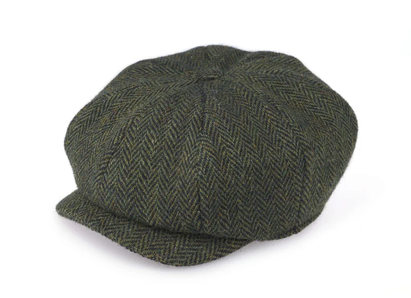 Harris Scottish Tweed - Green & Black Herringbone