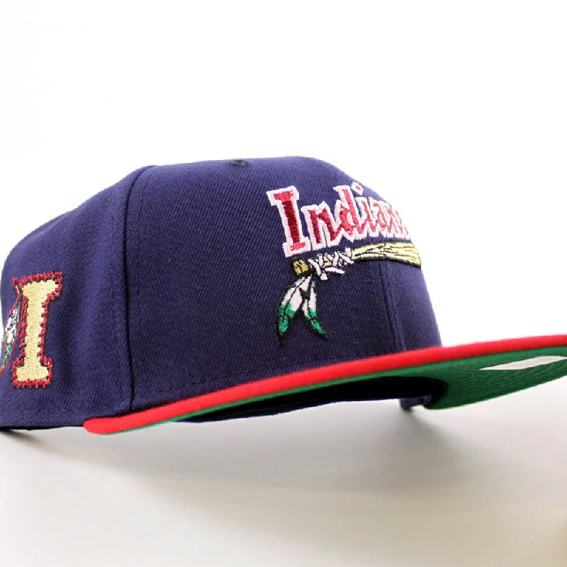 Kinston Indians Indians Patch New Era 59Fifty Fitted Hat (Navy Scarlet Red Green Under Brim)