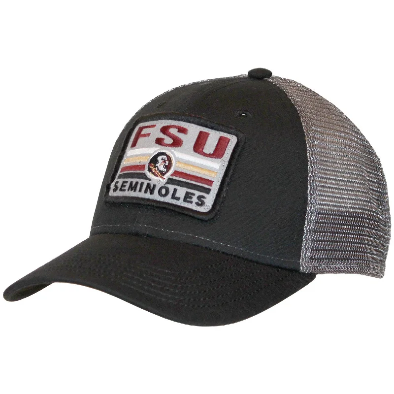 Legacy FSU Seminoles/Seminole Logo Patch Adjustable Snapback Trucker Cap - Black/Dark Grey