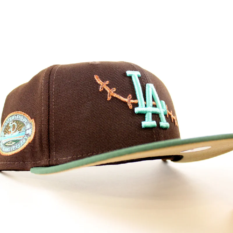 Los Angeles Dodgers 50th Annieversary New Era 59Fifty Fitted Hat (Zombie Pack Pack Burnt Wood Green Khaki Under Brim)