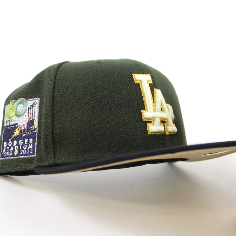 Los Angeles Dodgers 60TH DODGER STADIUM New Era 59Fifty Fitted Hat (Seaweed Navy Camel GRAY Under Brim)