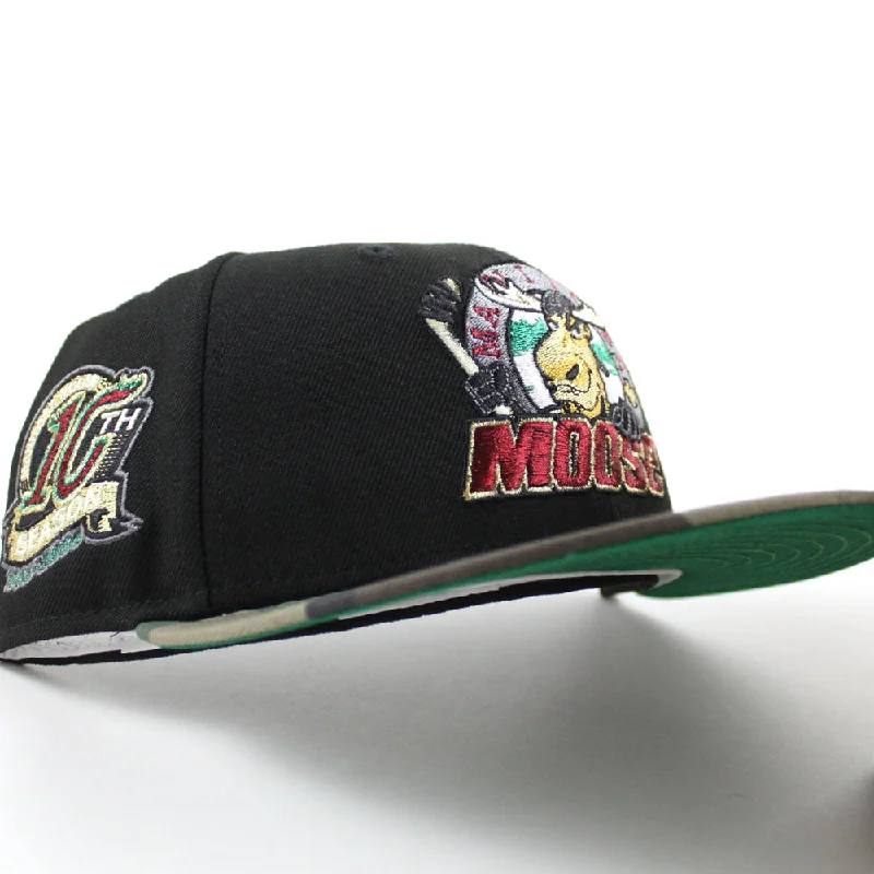 MANITOBA MOOSE 10TH SEASON AMERICAN HOCKEY LEAGUE New Era 59Fifty Fitted Hat (Black WoodLand Camo Green Under Brim)