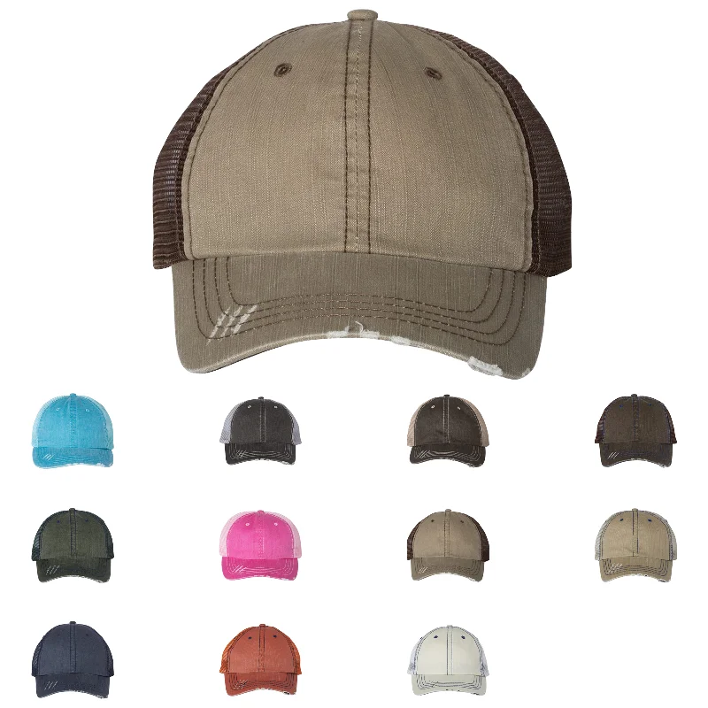 Mega Cap 6990 Herringbone Trucker Cap, Mesh Back Hat