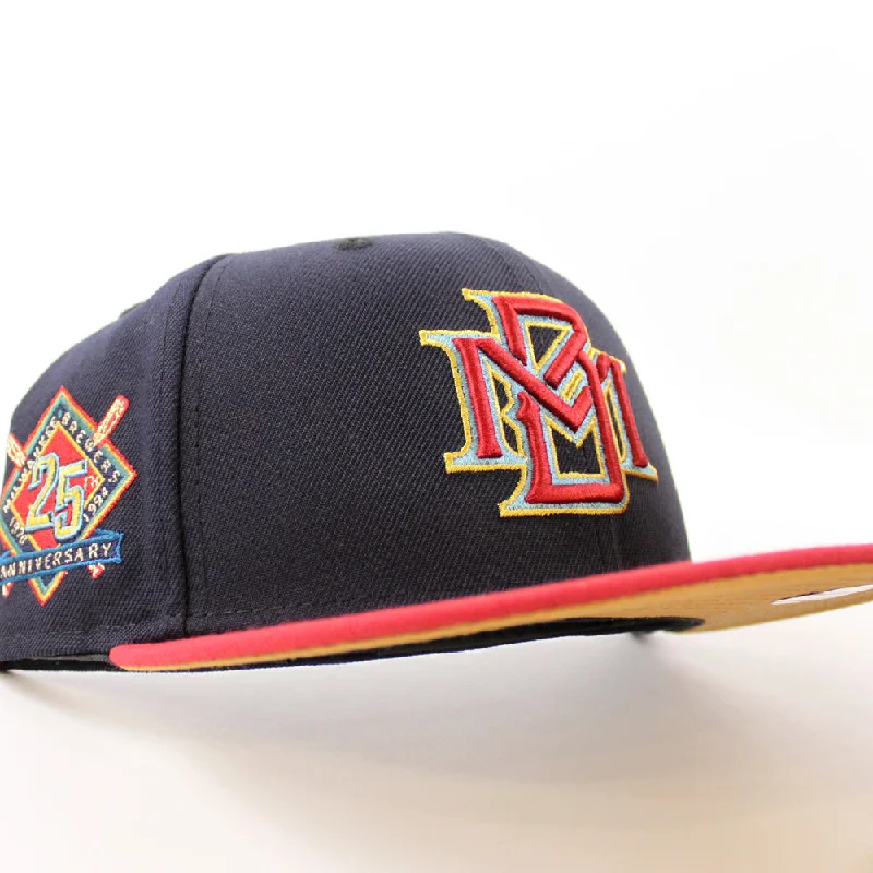 Milwaukee Brewers 25TH New Era 59Fifty Fitted Hat (Navy Pinot Red Bronze Under Brim)